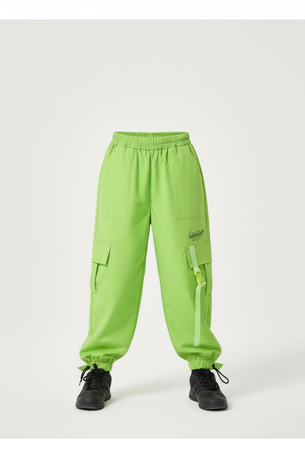 Pantalon Cargo Vert Fluo Ample Poches Enfant - Polyester - vue 3