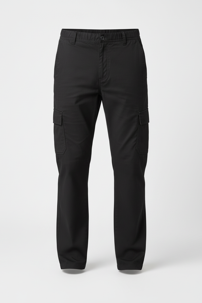 Pantalon Cargo Noir Coton Ample Multipoches Homme - Toile - vue 3