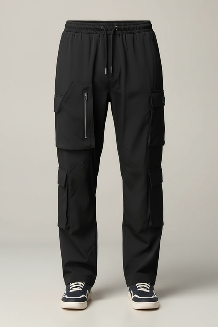 Pantalon Cargo Noir Multipoches Zippées Sport Homme - Polyester - vue 3