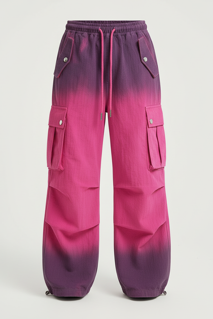 Pantalon Cargo Fille Dégradé Ample Poches Rose - Polyester - vue 3