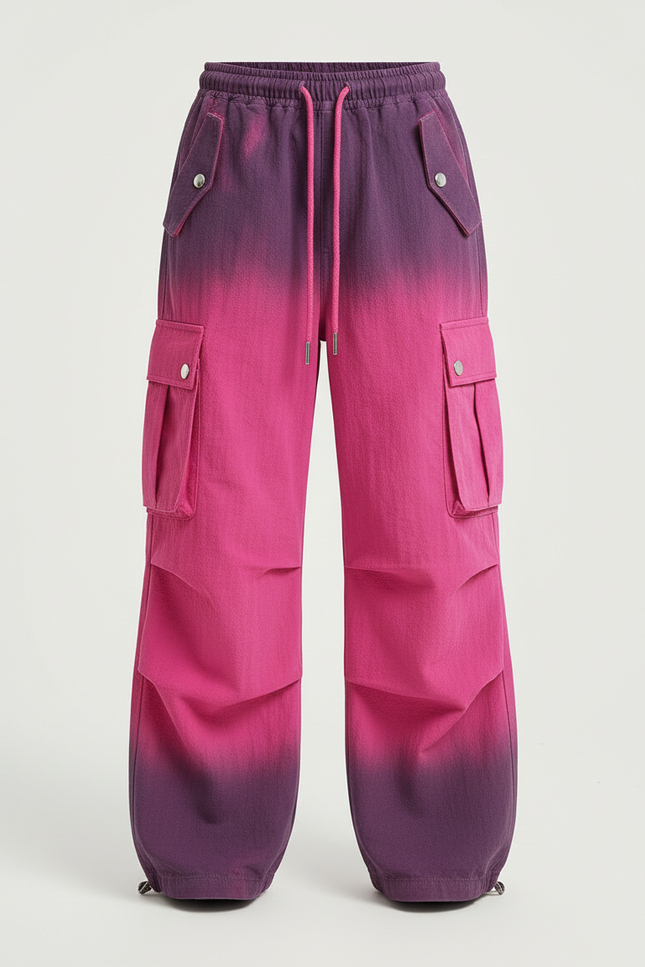 Pantalon Cargo Fille Dégradé Ample Poches Rose - Polyester - vue 3