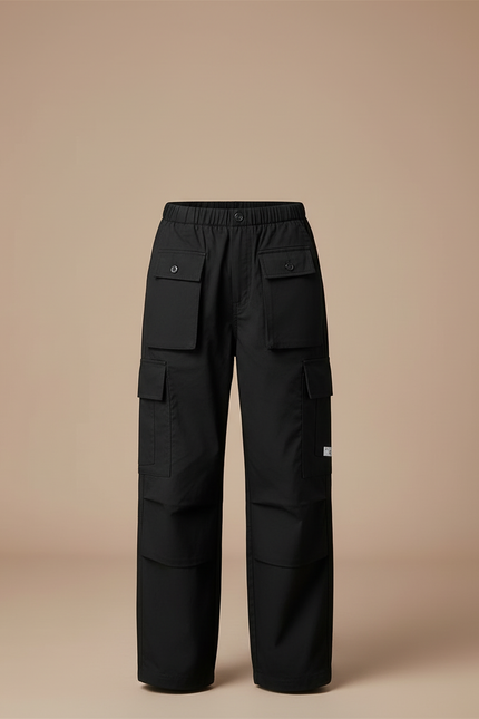 Pantalon Cargo Noir Ample Garçon Décontracté Multipoches - Toile - vue 3