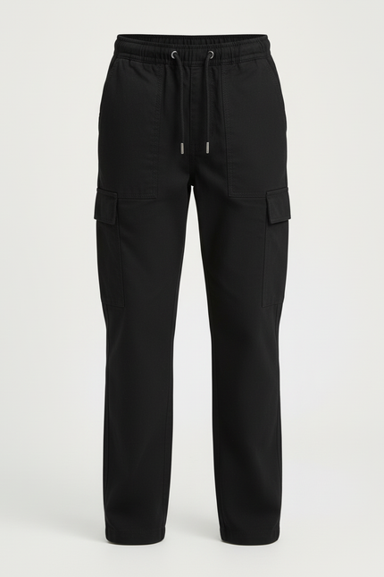 Pantalon Cargo Noir Décontracté Garçon Coton Multipoches - vue 3