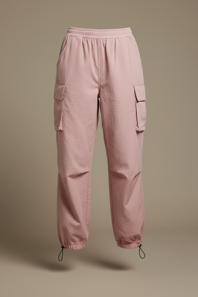 Pantalon Cargo Rose Ample Décontracté Fluide Femme - Coton - vue 3