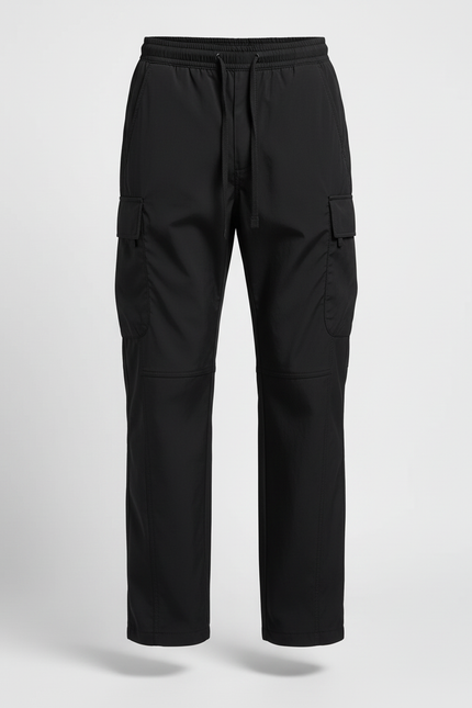 Pantalon Cargo Noir Droit Décontracté Multipoches Homme - Polyester - vue 3