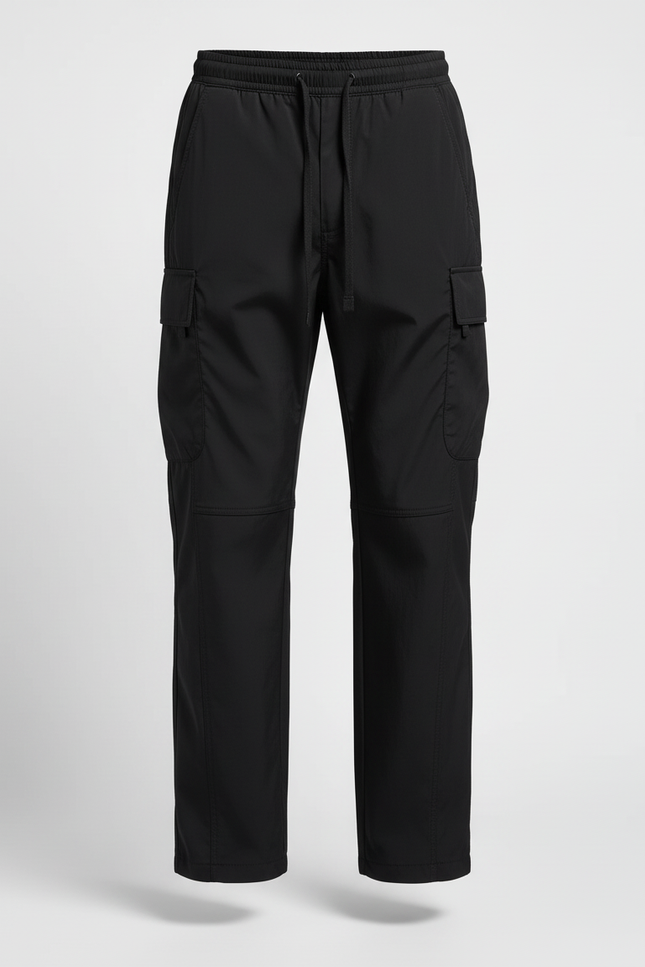 Pantalon Cargo Noir Droit Décontracté Multipoches Homme - Polyester - vue 3