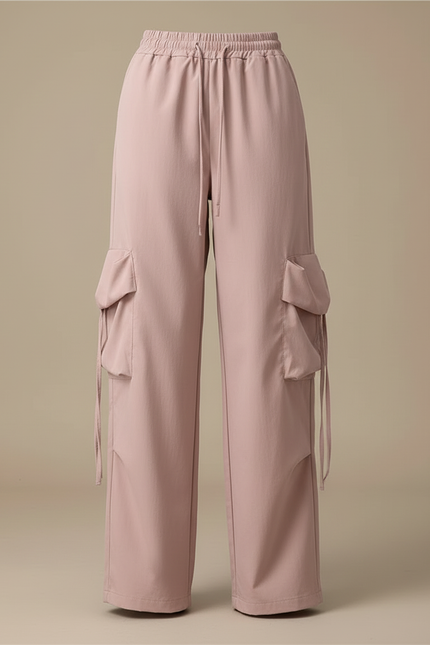 Pantalon Cargo Rose Ample Taille Haute Femme - Polyester - vue 3