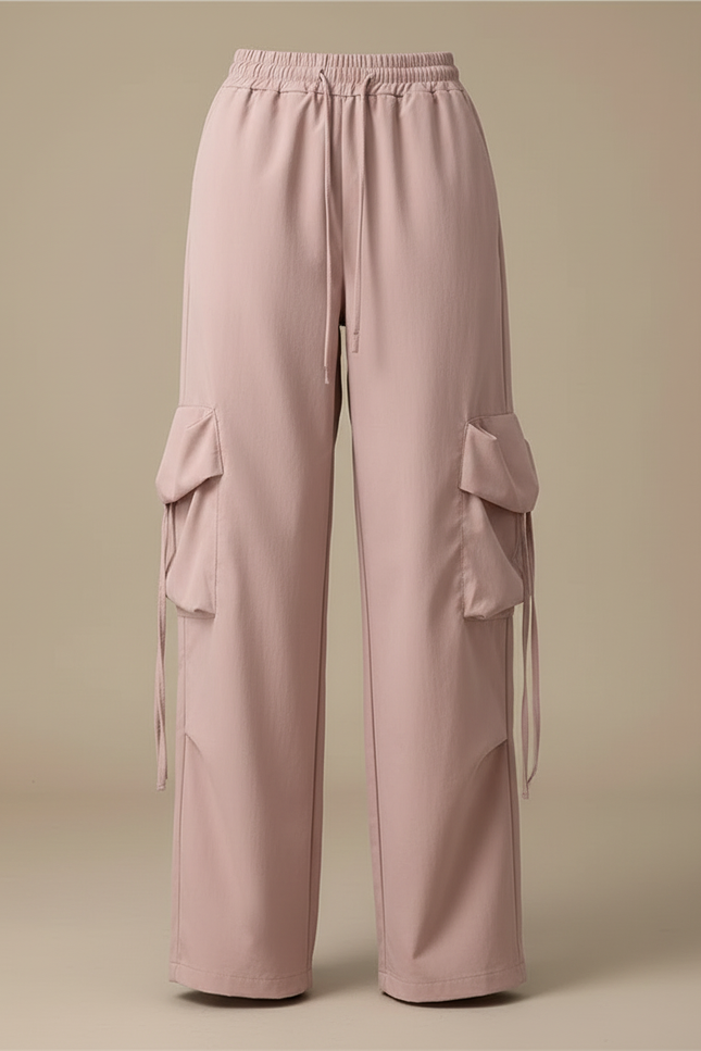 Pantalon Cargo Rose Ample Taille Haute Femme - Polyester - vue 3