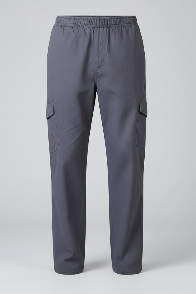 Pantalon Cargo Gris Droit Homme Coton Élastique - vue 3