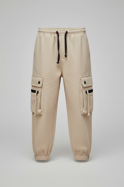 Pantalon Cargo Beige Ample Molleton Multipoches Garçon - vue 3