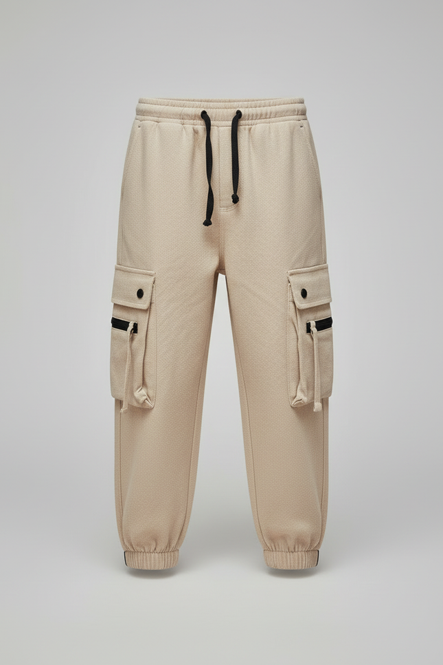 Pantalon Cargo Beige Ample Molleton Multipoches Garçon - vue 3