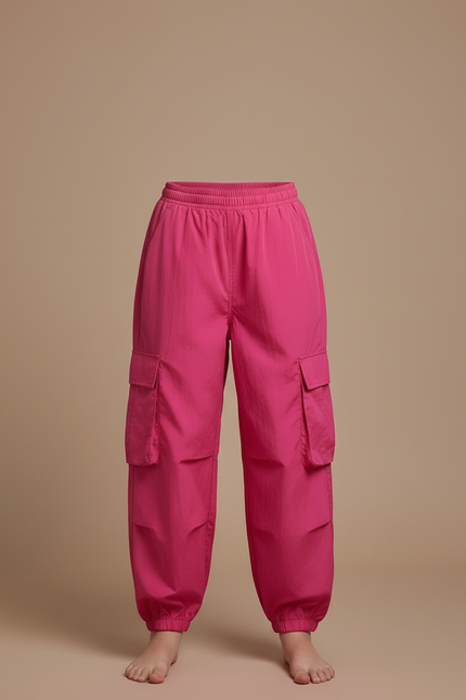 Pantalon Cargo Rose Ample Sportif Fille - Polyester - vue 3