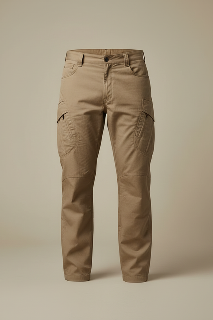 Pantalon Cargo Homme Beige Coton Tactique Multipoches - Toile - vue 3