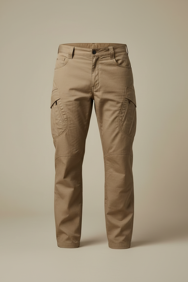 Pantalon Cargo Homme Beige Coton Tactique Multipoches - Toile - vue 3