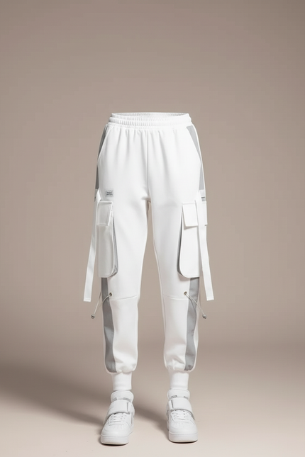 Pantalon Cargo Blanc Ample Streetwear Jogger Femme - Molleton - vue 3