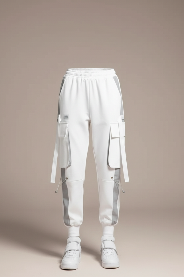 Pantalon Cargo Blanc Ample Streetwear Jogger Femme - Molleton - vue 3