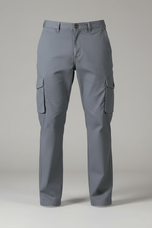Pantalon Cargo Homme Gris Coton Décontracté Multipoches - vue 3