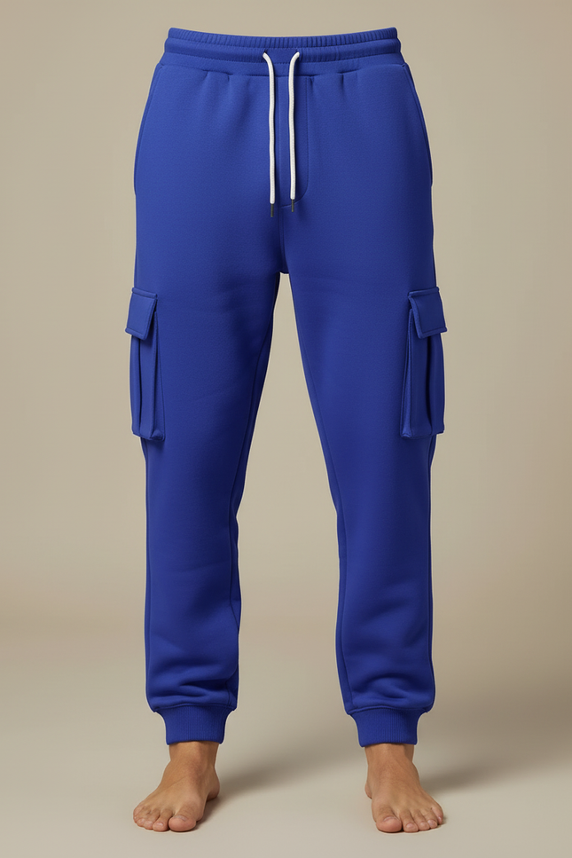 Pantalon Cargo Bleu Royal Molleton Ample Sport Homme - vue 3