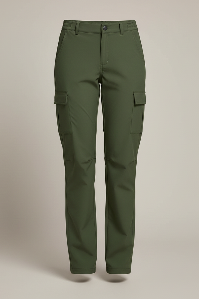 Pantalon Cargo Vert Kaki Femme Décontracté Poches - Polyester - vue 3