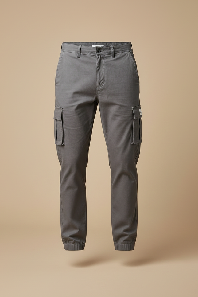 Pantalon Cargo Fuselé - Gris Coton - vue 3