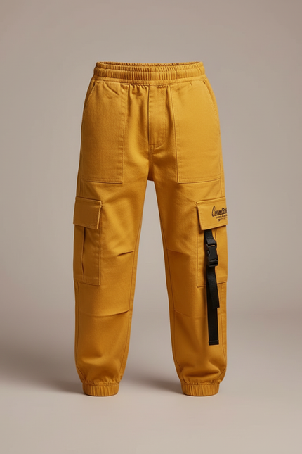 Pantalon Cargo Jaune Ample Coton Garçon Poches - vue 3