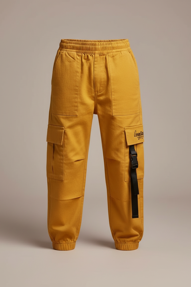 Pantalon Cargo Jaune Ample Coton Garçon Poches - vue 3