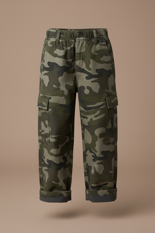 Pantalon Cargo Camouflage Ample Coton Enfant Décontracté - Multicolore Toile - vue 3