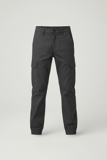 Pantalon Cargo Gris Anthracite Enfant Jogger Décontracté - Gabardine - vue 3
