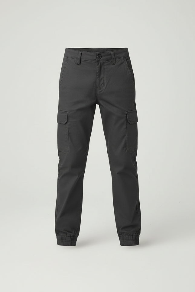Pantalon Cargo Gris Anthracite Enfant Jogger Décontracté - Gabardine - vue 3