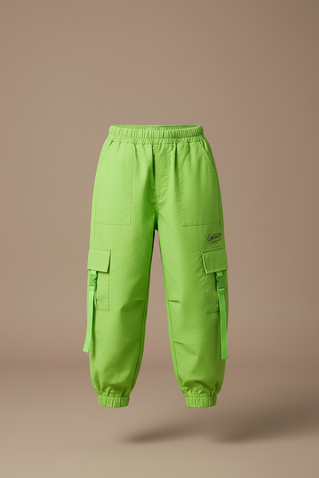 Pantalon Cargo Vert Fluorescent Ample Enfant Poches - Toile - vue 3