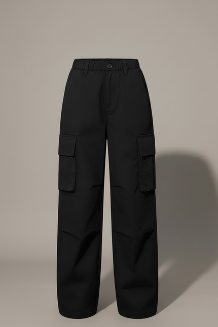 Pantalon Cargo Noir Ample Multipoches Enfant Tendance - Toile - vue 3