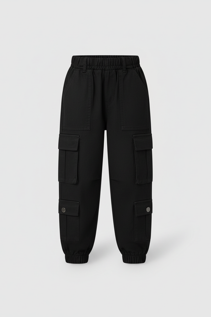Pantalon Cargo Fille Noir Jogger Toile - vue 3