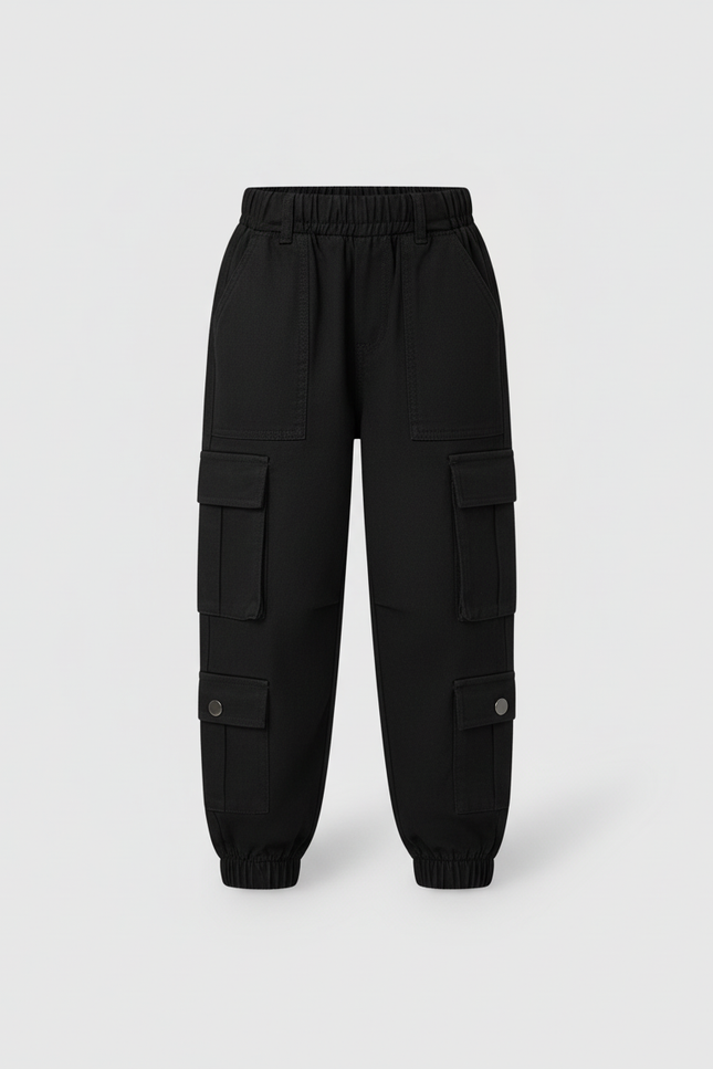 Pantalon Cargo Fille Noir Jogger Toile - vue 3