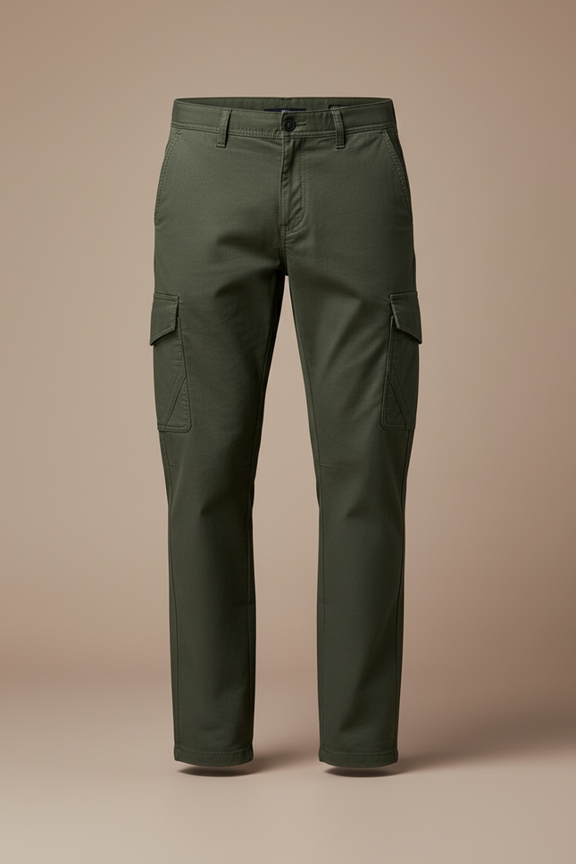 Pantalon Cargo Homme Vert - Kaki Gabardine - vue 3