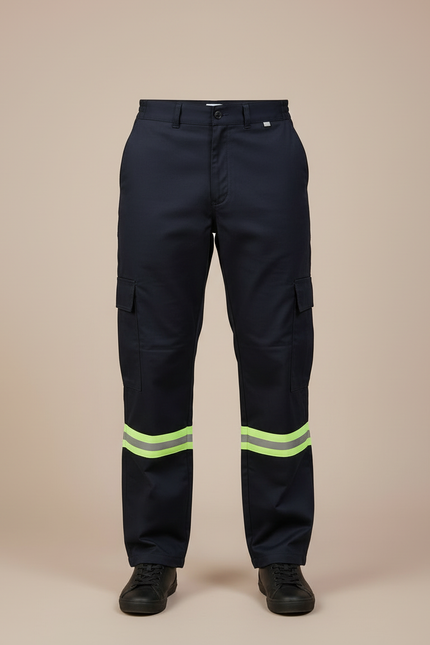 Pantalon Cargo Bleu Marine Réfléchissant Décontracté Homme - Toile - vue 3