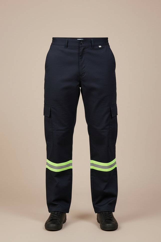 Pantalon Cargo Bleu Marine Réfléchissant Décontracté Homme - Toile - vue 3