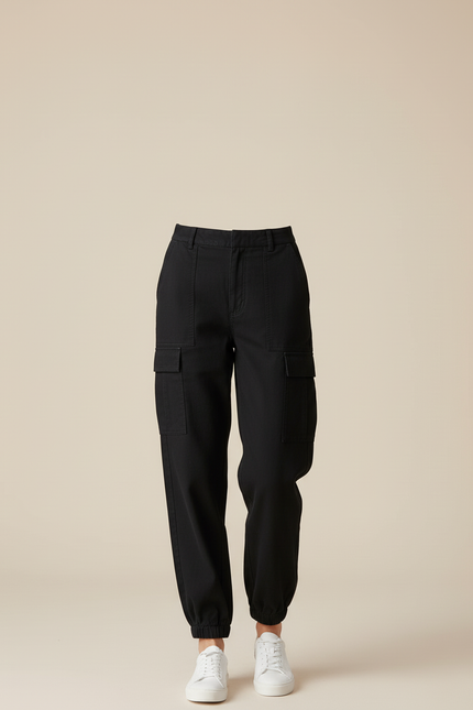 Pantalon Cargo Lyocell Femme - Noir Viscose - vue 3