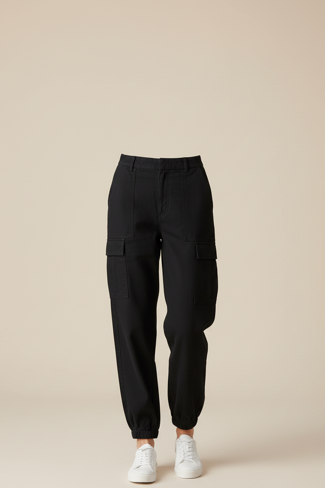 Pantalon Cargo Lyocell Femme - Noir Viscose - vue 3