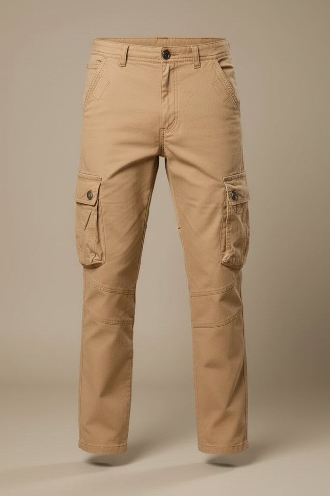 Pantalon Cargo Beige Coton Multipoches Décontracté Homme - vue 3