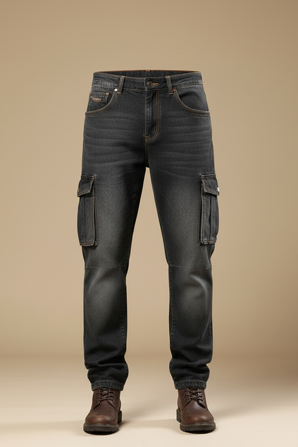 Pantalon Cargo Homme Denim Gris Ample Multipoches Décontracté - Jean - vue 3