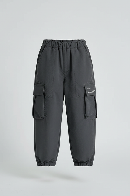 Pantalon Cargo Gris Ample Enfant Doublé Chaud - Polyester - vue 3