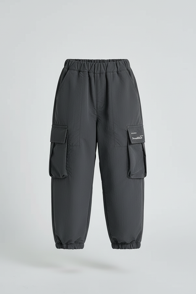 Pantalon Cargo Gris Ample Enfant Doublé Chaud - Polyester - vue 3
