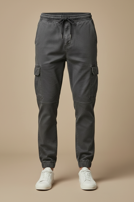 Pantalon Cargo Homme Gris Coton Jogger Décontracté - vue 3