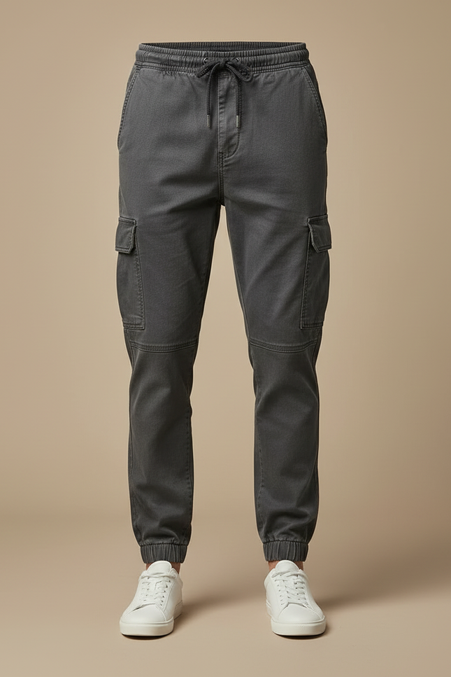 Pantalon Cargo Homme Gris Coton Jogger Décontracté - vue 3