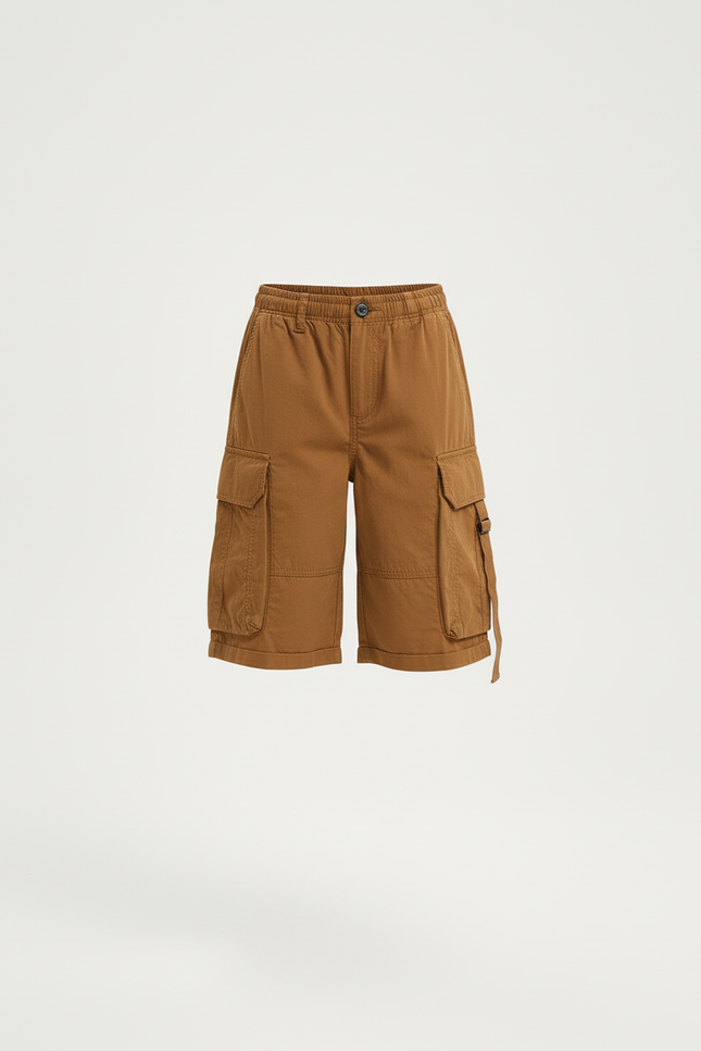 Pantalon Cargo Marron Ample Multipoches Coton Enfant - vue 3