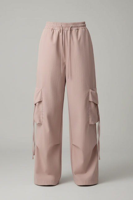 Pantalon Cargo Rose Ample Taille Haute Femme Casual - Coton - vue 3