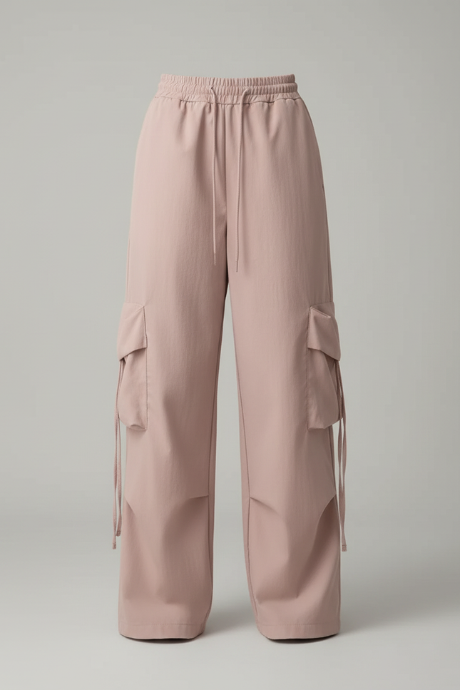 Pantalon Cargo Rose Ample Taille Haute Femme Casual - Coton - vue 3
