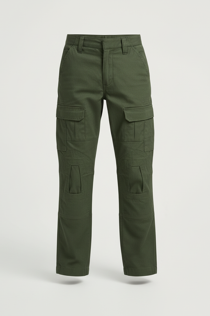 Pantalon Cargo Vert Militaire Enfant Coton Tactique - Kaki Toile - vue 3