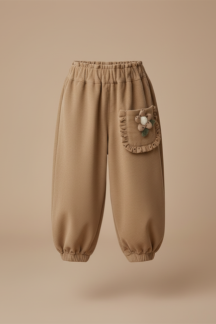 Pantalon Cargo Beige Ample Côtelé Fille - Camel Cordé - vue 3
