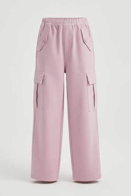 Pantalon Cargo Fille Rose Baggy Toile - Molleton - vue 3